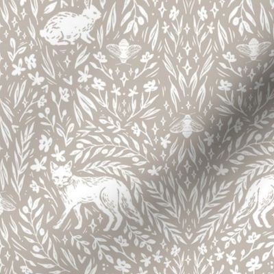  Scandinavian Woodland Wallpaper in Tan & White