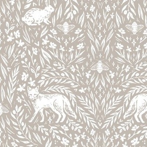  Scandinavian Woodland Wallpaper in Tan & White