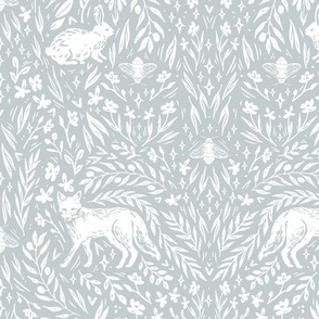Scandinavian Woodland Wallpaper in Light Blue for Nursery Wallpaper & Fabric