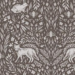 Scandinavian Woodland Wallpaper in Vintage Brown
