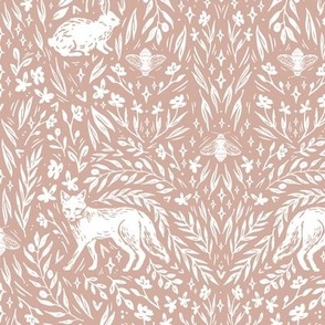 Scandinavian Woodland Wallpaper in Blush Pink