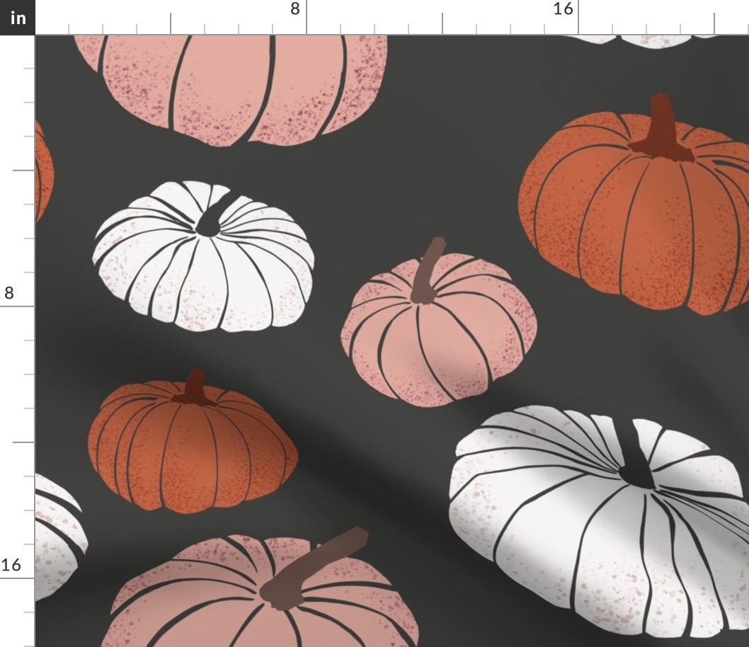 Pumpkins on brown - medium scale