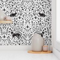  Scandinavian Woodland Wallpaper in Black & White