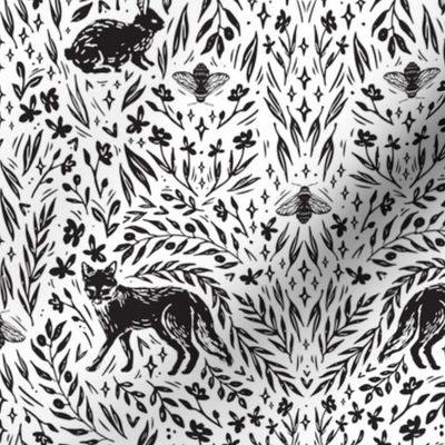  Scandinavian Woodland Wallpaper in Black & White