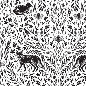  Scandinavian Woodland Wallpaper in Black & White