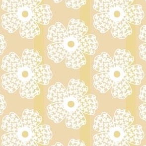 white flower on yellow background