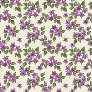 Watercolor Violets (Cream)