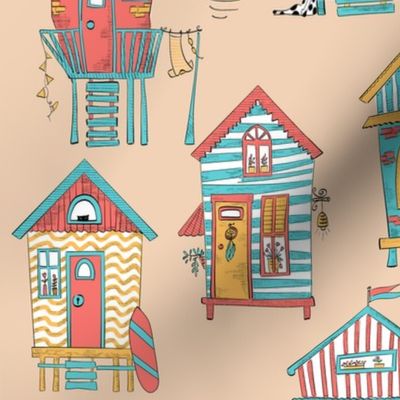 colorful beach houses  - medium scale