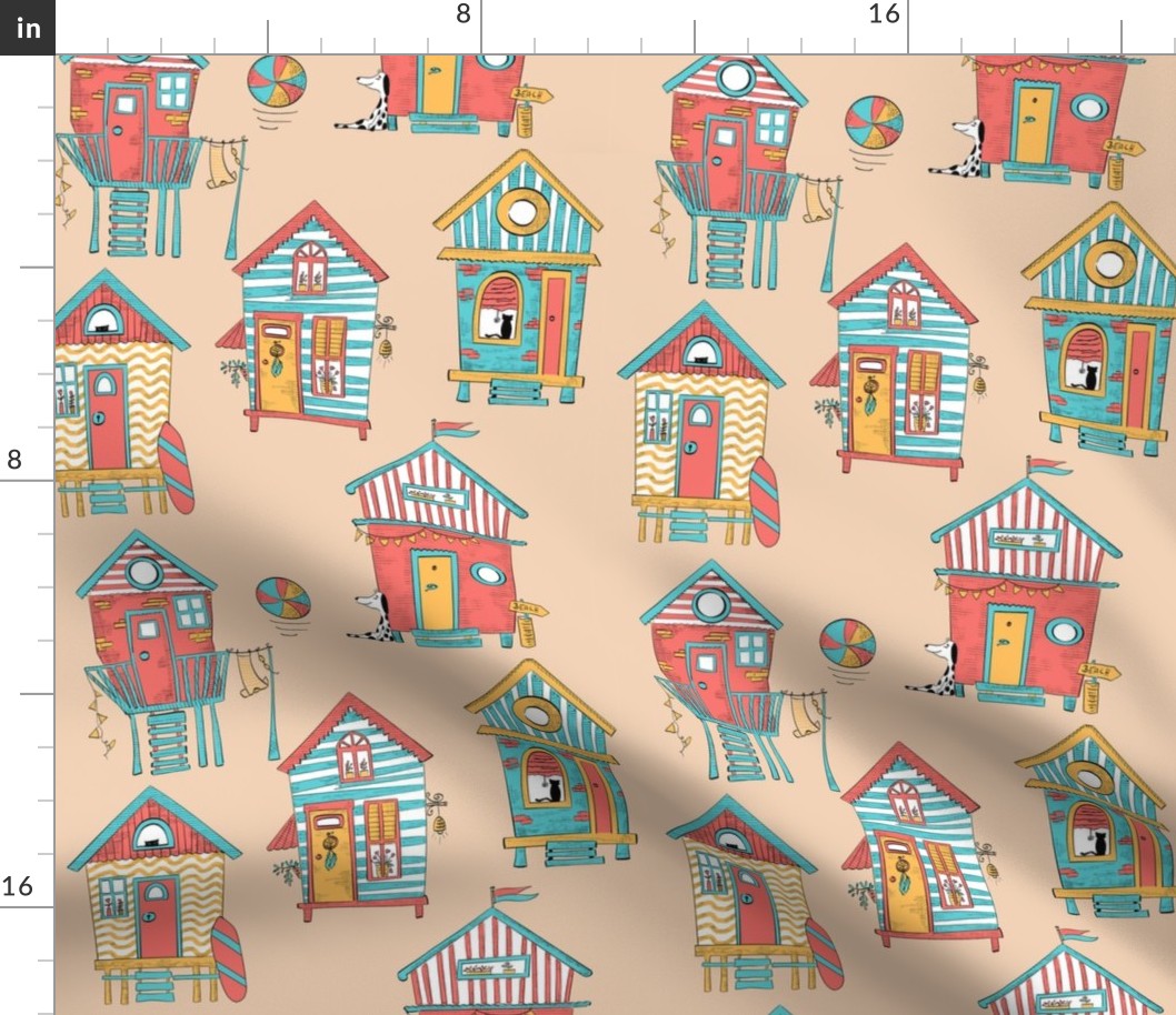 colorful beach houses  - medium scale