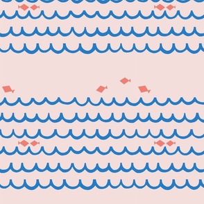 Sea and Fish | Geomteric Abstract | Blue | Pink  -  medium ©designsbyroochita