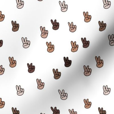 Love & Peace joy - black lives matter inclusive skin tones peace sign hands on white