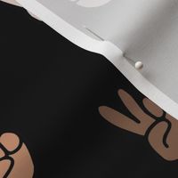 Love & Peace joy - black lives matter inclusive skin tones peace sign hands brown nude pale on black LARGE