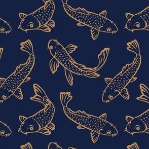 Koi Fish - Small - Navy Blue Gold