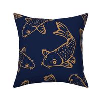 Koi Fish - Large - Navy Blue Gold