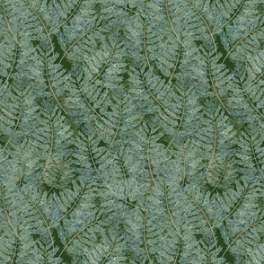 Large Watercolor Fern pattern, Green background