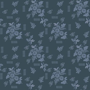 Cottage Farmhouse florals Blue tones blender © TerriConradDesigns