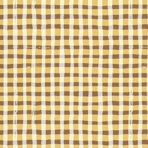 Yellow and Brown Hand Painted Check Small