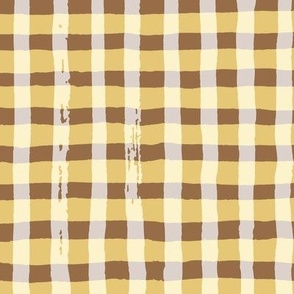 Yellow and brown Hand Painted Check Large