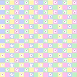 Y2K 90s daisy check pastel rainbow small scale by Jac Slade