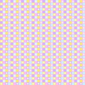 Y2K 90s daisy check pink purple bllue yellow by Jac Slade