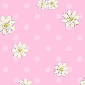 Pocket Full of Posies Scattered Daisies on Pink