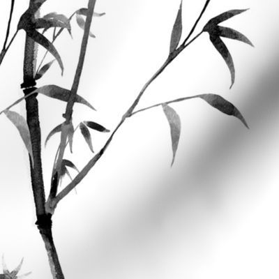 Sumi-E Bamboo Grove, Black on White by Brittanylane