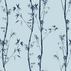 Sumi-E Bamboo Grove, Calming Blue by Brittanylane