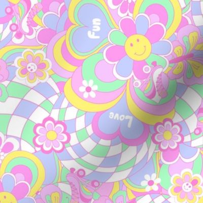 Y2K 90s fun and love disco flowers | Spoonflower