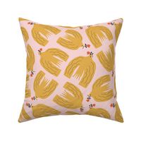 The Foragers | Whimsical Bird and Flower Print in Mustard & Pink