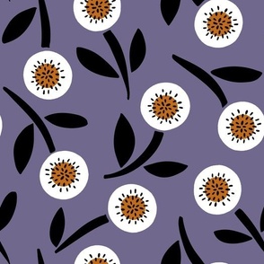 Floral on purple fall fabric