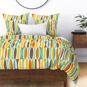 Retro Tiki Surf Oblong Shapes Danish Mod Mid-Century Modern Pattern