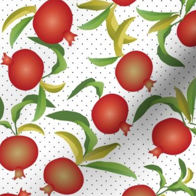pomegranate and polka dots