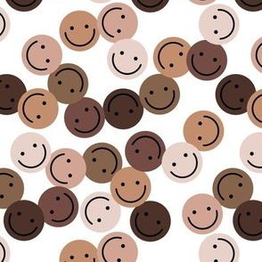 Sweet happy smileys in all skin tones humanity inclusion and friendship design for black lives matter on white