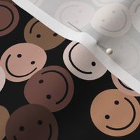 Sweet happy smileys in all skin tones humanity inclusion and friendship design for black lives matter on black