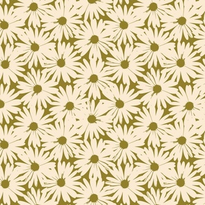 In the Brambles Collection - Retro Daisies - green gold