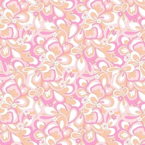 Eden retro flower power orange candy pink white by Jac Slade