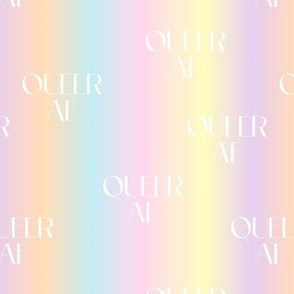 Queer AF love on pastel rainbow flag lgbtq design 