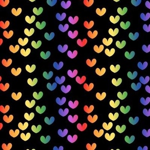 Love is love on pride rainbow flag lgbtq hearts design  on black