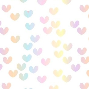 Love is love on pastel rainbow flag lgbtq hearts design  on white