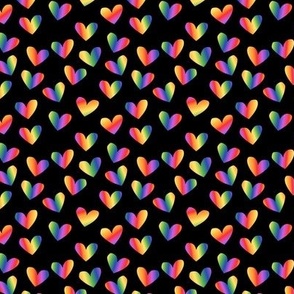 Love is love rainbow hearts in pride colors lgbtq design on black SMALL