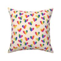 Love is love rainbow hearts in pride colors lgbtq design on cream blush