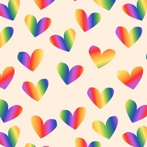 Love is love rainbow hearts in pride colors lgbtq design on cream blush
