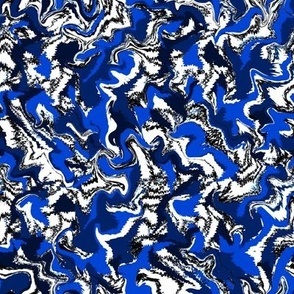SQG3 - Organic Squiggles and Cream in Blue and White