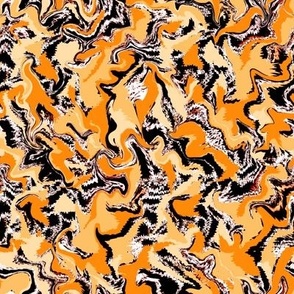 SQG5  - Medium - Organic Squiggles and Cream in Orange and Black