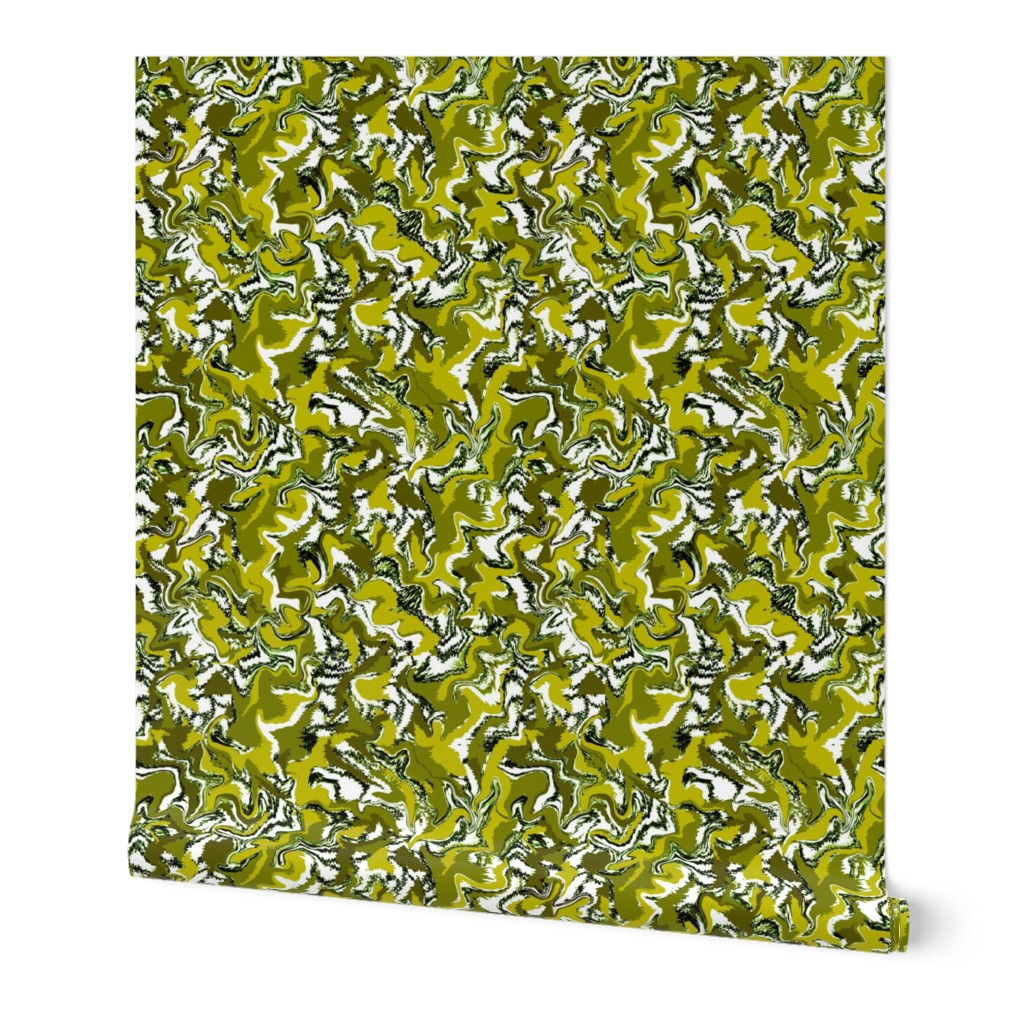 JGG10 - Medium -  Organic Squiggles and Cream in Olive Green