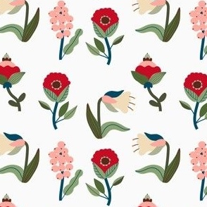 Vector decorative flowers seamless pattern in hand-drawn style. Vintage floral repeat texture. Natural beautiful print design.