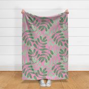 Palm Leaves - Green on Pink (jumbo scale)