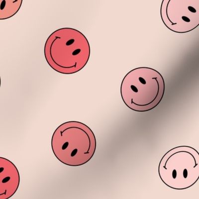 Tossed Smiley Faces in Pink and Yellow