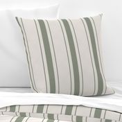 Fern Green Antique Vintage Mattress Ticking Stripe on Cream