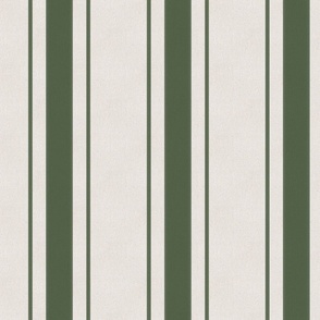 Moss Green Antique Vintage Mattress Ticking Stripe on Cream